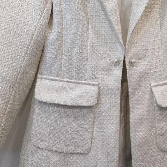 Ochirly Cream Tweed Tailored Blazer - Picture 5 of 7